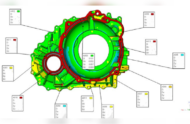 Medici&oacute;n de dimensiones en 3D de las piezas del motor